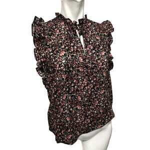 BB Dakota by Steve Madden Cotton Floral Peasant Ruffle Sleeve Blouse Sz XS Women